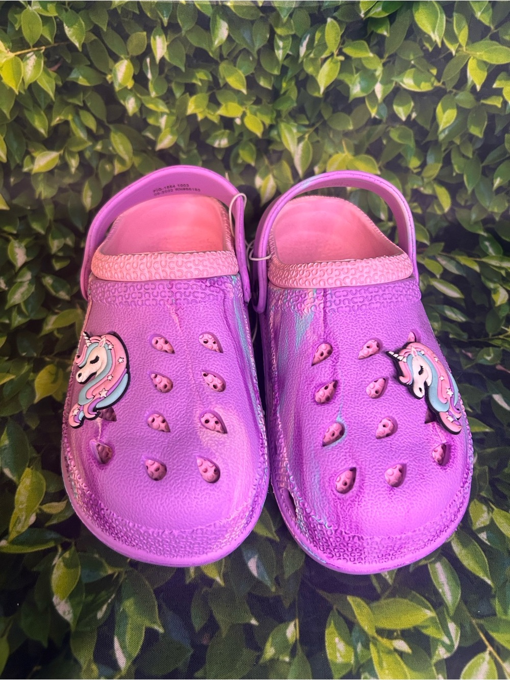 Capelli of New York Metallic Purple Unicorn Clogs with Pink Accents